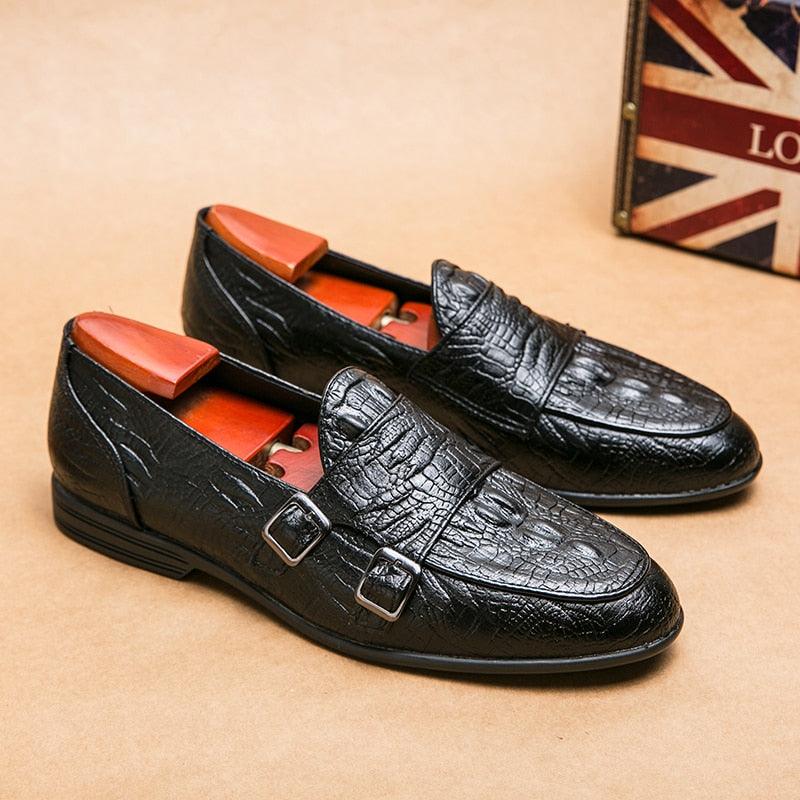 2021 men's shoes pu casual shoes crocodile pattern shoes comfortable  driving 