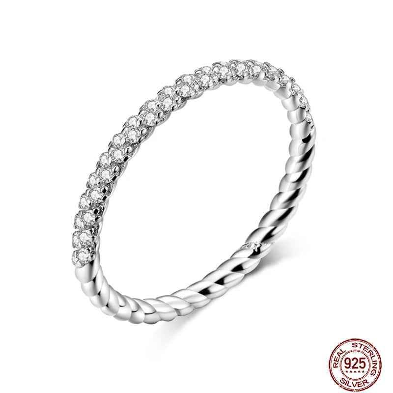 Clear CZ 925 Sterling Silver Finger Rings Charm Jewelry SCR624 - Touchy Style