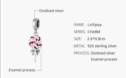 Colored Lollipop 925 Sterling Silver Pendant Charm Jewelry WOS38 Without Chain - Touchy Style