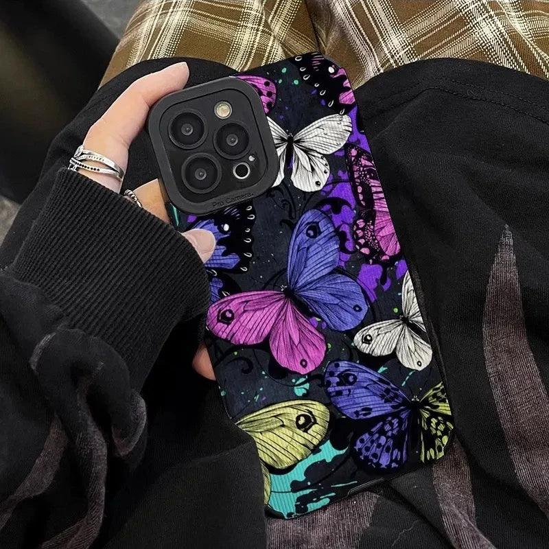 Colorful Butterflies Cute Phone Case for iPhone 15 14 13 12 11 Pro Max, 14 15 Plus, 12 13 Mini, X, XR, XS Max, 7 8 Plus - Touchy Style .