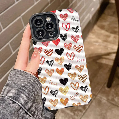 Colorful Heart Cute Phone Cases for iPhone 16, 15, 14, 13, 12, 11, Pro Max, 7, 8, 14 Plus, 13 Pro Max, X, XR, XS - Touchy Style