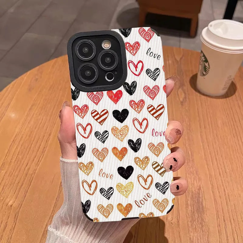 Colorful Heart Cute Phone Cases for iPhone 16, 15, 14, 13, 12, 11, Pro Max, 7, 8, 14 Plus, 13 Pro Max, X, XR, XS - Touchy Style