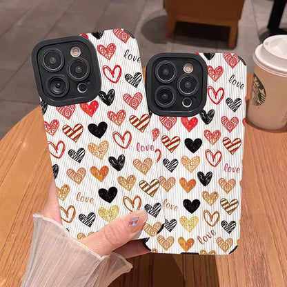 Colorful Heart Cute Phone Cases for iPhone 16, 15, 14, 13, 12, 11, Pro Max, 7, 8, 14 Plus, 13 Pro Max, X, XR, XS - Touchy Style