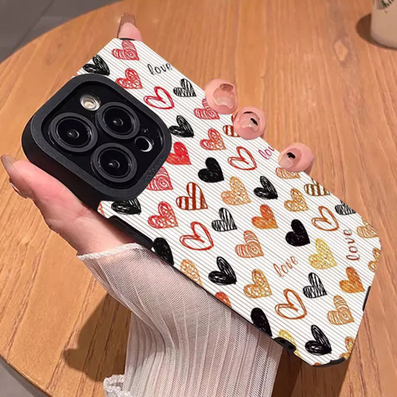 Colorful Heart Cute Phone Cases for iPhone 16, 15, 14, 13, 12, 11, Pro Max, 7, 8, 14 Plus, 13 Pro Max, X, XR, XS - Touchy Style