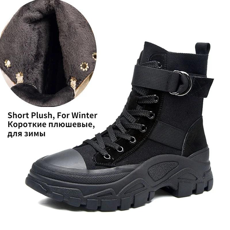 Comfortable Ankle Boots High-top Thick-soled Women&