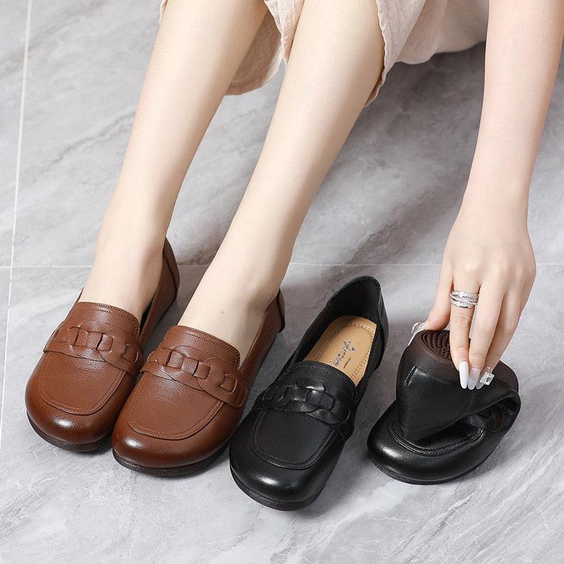 Comfortable Soft Flat Leather Women&