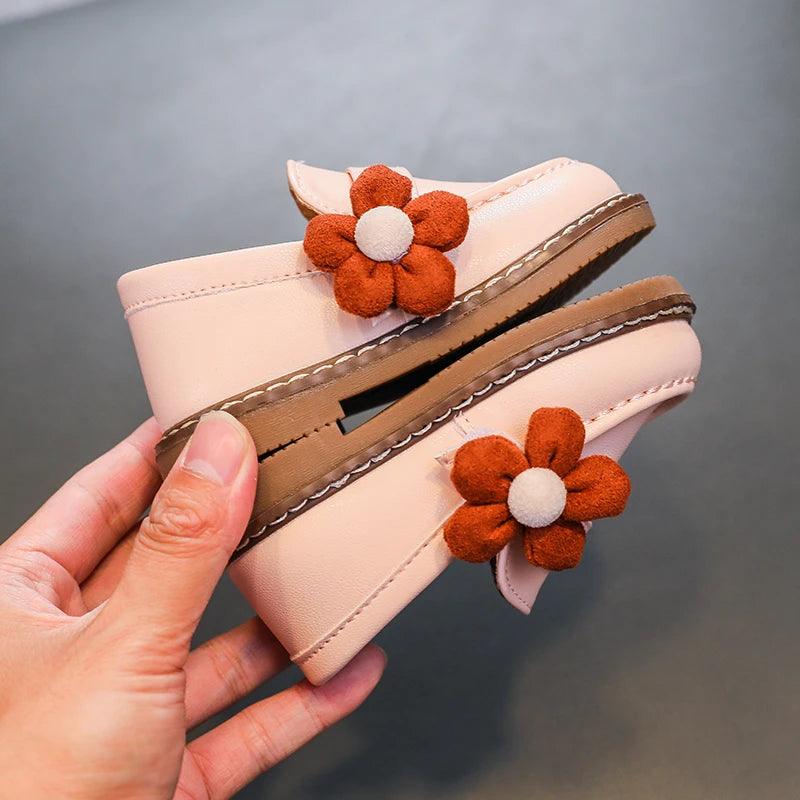 Comfortable Soft Leather Toddler Girl Casual Shoes with Flower - TF329 - Touchy Style