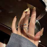 Cool Snake Shape Finger Rings Charm Jewelry RCJRTY57 Adjustable Crystal Rings - Touchy Style