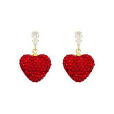 Copper Alloy Drop Earrings Charm Jewelry ECJOS17 Red Crystal Heart - Touchy Style .