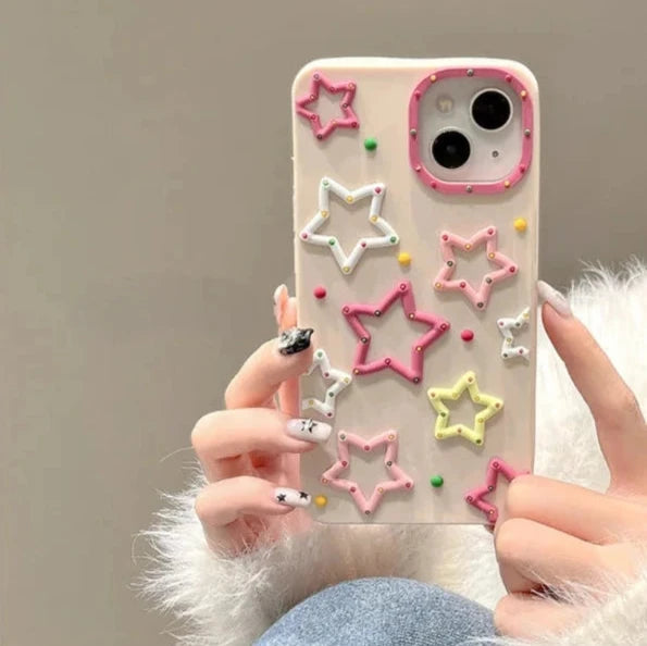 Cute 3D Colorful Stars Phone Cases for iPhone 14 Pro Max, 13, 12, 11, XR, X, XS Max - Touchy Style