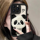 Cute 3D Plush Panda Doll Cartoon Phone Case for iPhone 15 Pro Max, 14, 13, 12 Pro, 11, and 15 Plus - Touchy Style .