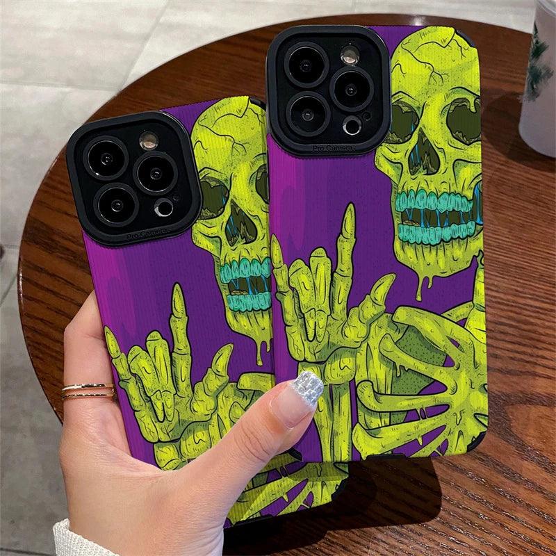 Cute and Funny Skeleton Phone Case for iPhone 15, 14, 13, 12, 11 Pro Max, X, XR, XS, 8, 7 Plus, and Mini - Touchy Style