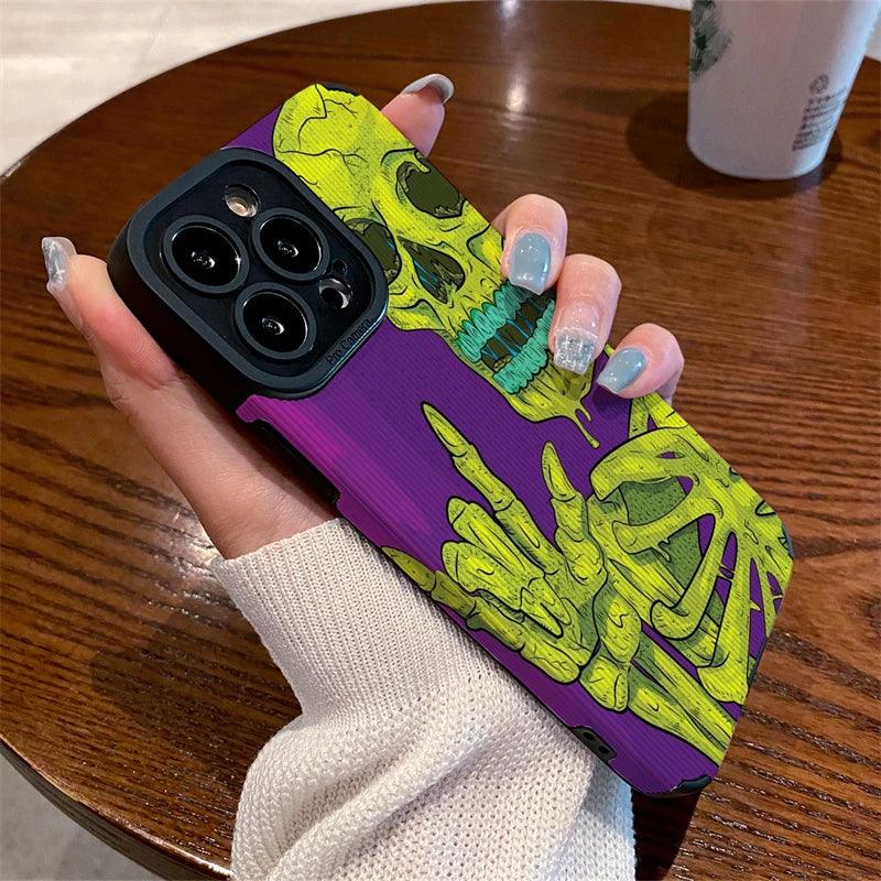 Cute and Funny Skeleton Phone Case for iPhone 15, 14, 13, 12, 11 Pro Max, X, XR, XS, 8, 7 Plus, and Mini - Touchy Style