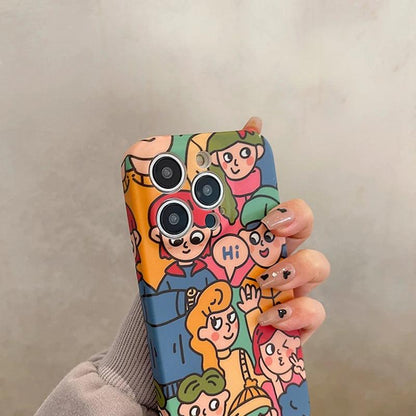 Cute Anime Graffiti Soft Phone Case - Funny Design for iPhone 14, 13 Pro Max, 12, 11, XS, XR, X - Touchy Style