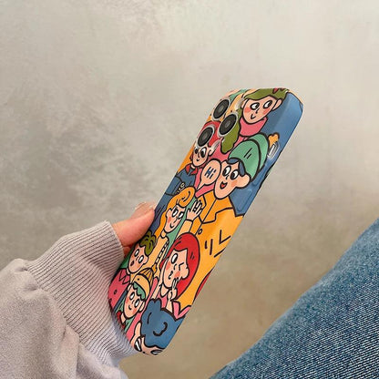 Cute Anime Graffiti Soft Phone Case - Funny Design for iPhone 14, 13 Pro Max, 12, 11, XS, XR, X - Touchy Style