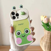 Cute Big Eyes Frog Wave Phone Case for iPhone 15 Pro Max, 14, 13, 11, 12 - Touchy Style