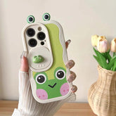 Cute Big Eyes Frog Wave Phone Case for iPhone 15 Pro Max, 14, 13, 11, 12 - Touchy Style