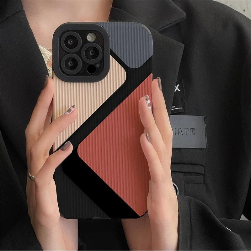 For iPhone 15 14 Pro Max 13 12 11 X 8 7 Luxury Classic Leather Square Case  Cover