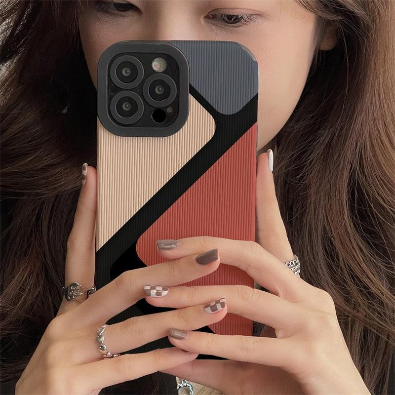 Cute Block Triangle Phone Case for iPhone 7, 8 Plus, X, XR, XS Max, 11, 12, 13, 14 Pro Max, 14 Plus, and 12, 13 Mini – Cover - Touchy Style