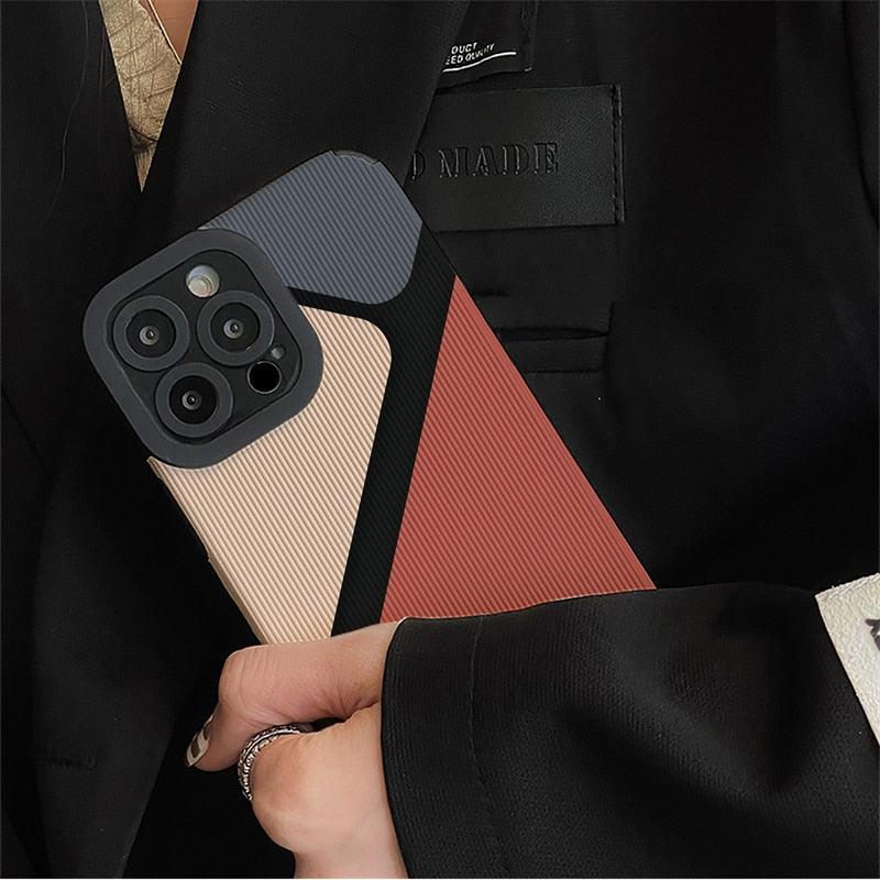 Cute Block Triangle Phone Case for iPhone 7, 8 Plus, X, XR, XS Max, 11, 12, 13, 14 Pro Max, 14 Plus, and 12, 13 Mini – Cover - Touchy Style