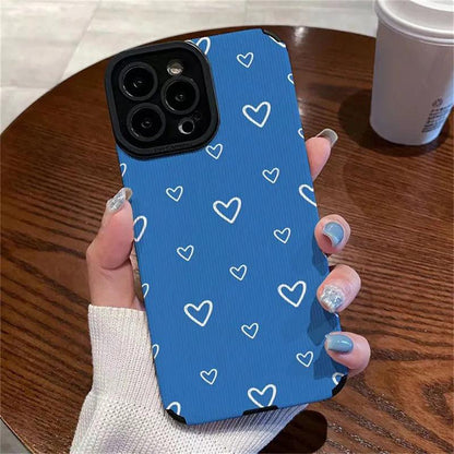 Cute Blue Hearts Phone Case for iPhone 11, 12, 13, 14 Pro Max, 15 Pro Max, X, XR, XS Max, 7, 8 Plus - Touchy Style