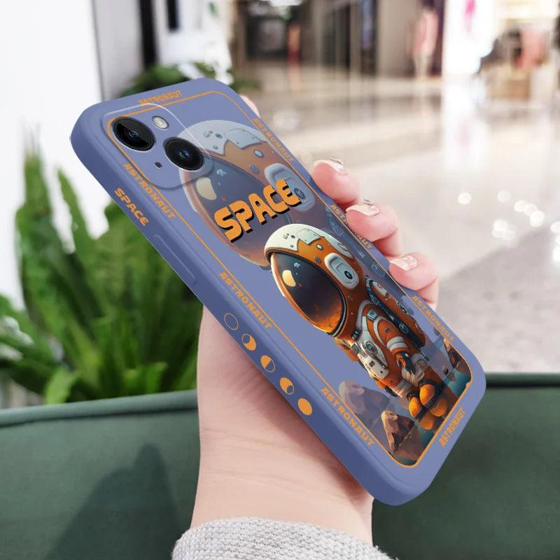 Cute Cartoon Astronaut Phone Case for iPhone 12, 11, 13, 14 Pro Max, X, XS, XR Plus - Touchy Style