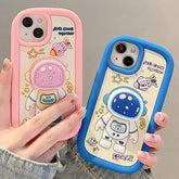 Cute Cartoon Astronaut Phone Case with Holder for iPhone 15, 14, 13, 12 Pro Max - Touchy Style .