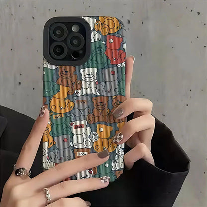 Cute Cartoon Colored Bears Phone Case for iPhone 6, SE, 7, 8, X, XR, XS, 11, 12, 13, 14, Pro Max, and Mini - Protective Cover - Touchy Style