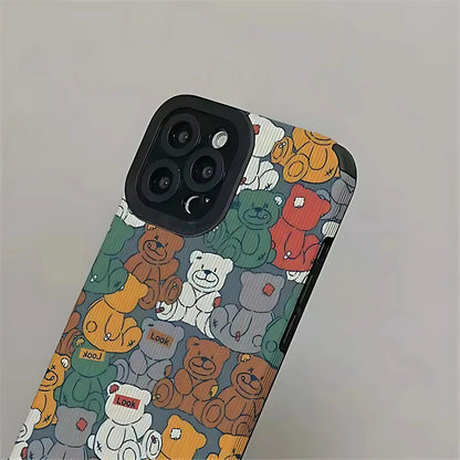 Cute Cartoon Colored Bears Phone Case for iPhone 6, SE, 7, 8, X, XR, XS, 11, 12, 13, 14, Pro Max, and Mini - Protective Cover - Touchy Style