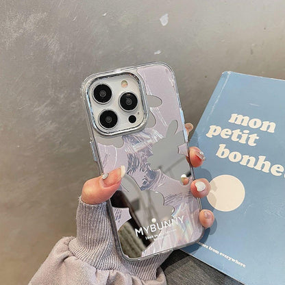 Cute Cartoon Rabbit Makeup Mirror Phone Cases for iPhone 11, 12, 13, 14 Pro Max - Touchy Style