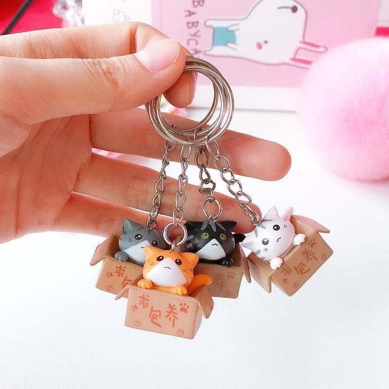 Cute Cat Box Unique Key Chain for Bags - A009 Design - Touchy Style