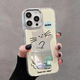 Cute Cat Cartoon Makeup Mirror Plating - Phone Cases for iPhone 14 Pro, 11, 12, and 13 Pro Max - Touchy Style .