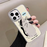 Cute Cat Cartoon Makeup Mirror Plating - Phone Cases for iPhone 14 Pro, 11, 12, and 13 Pro Max - Touchy Style .