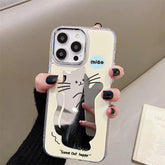 Cute Cat Cartoon Makeup Mirror Plating - Phone Cases for iPhone 14 Pro, 11, 12, and 13 Pro Max - Touchy Style .