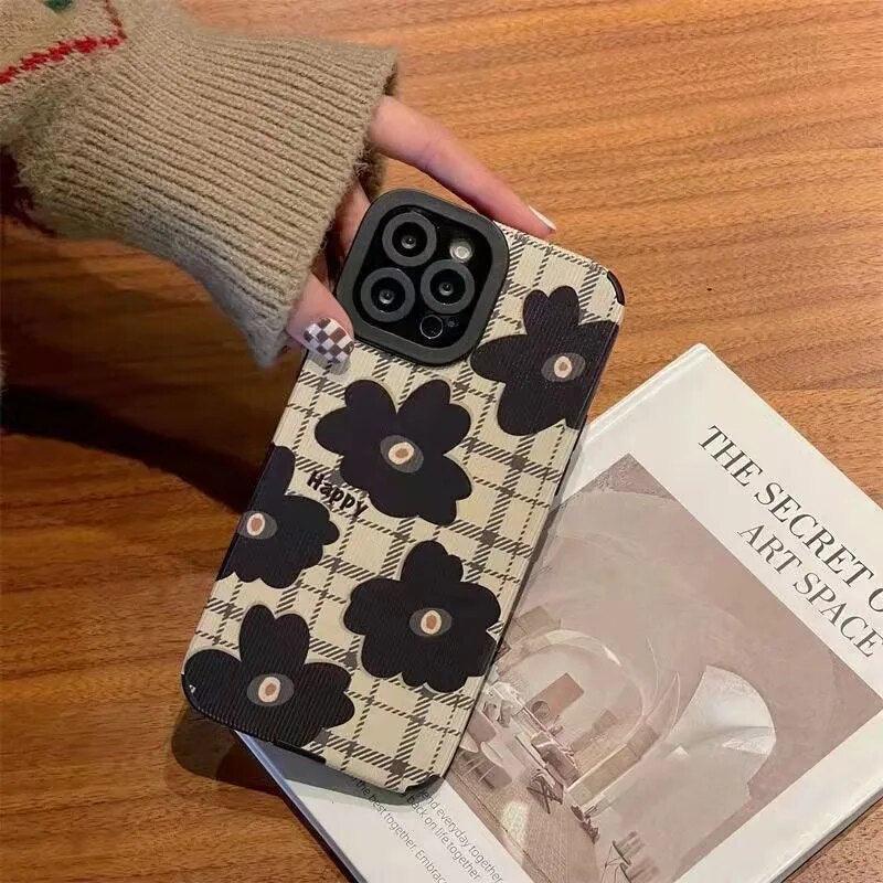 Cute Checkered Flowers Phone Case for iPhone 11, 12, 13, 14, Pro Max, 14  Plus, X, XS Max, XR, 12, 13 Mini, 7, 8 Plus