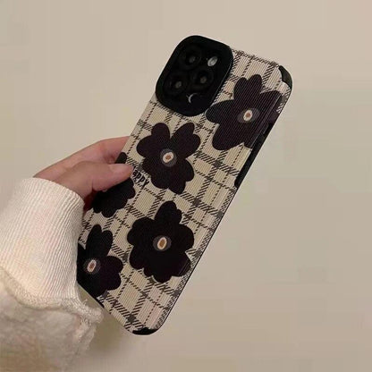 Cute Checkered Flowers Phone Case for iPhone 11, 12, 13, 14, Pro Max, 14 Plus, X, XS Max, XR, 12, 13 Mini, 7, 8 Plus - Touchy Style