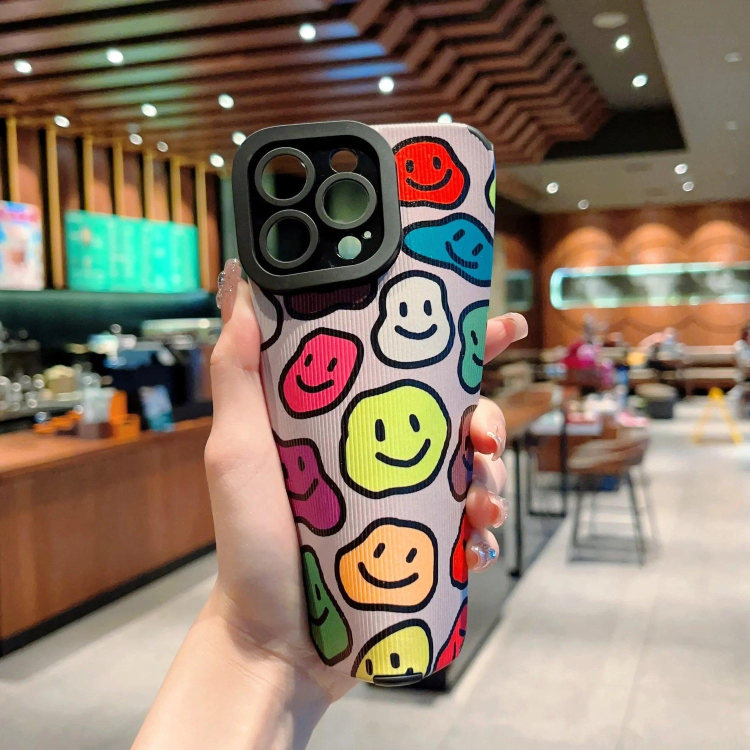 Cute Colorful Smiley Phone Case Cover for iPhone 15, 14, 13, 12, 11 Pro Max, X, Xs Max, XR, 7, 8 Plus, SE 2020 - Touchy Style .