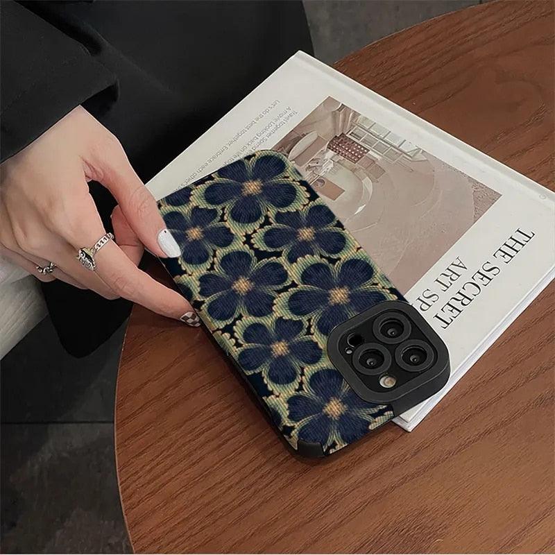 Cute Dark Graffiti Flower Phone Case for iPhone 14, 12, 11, 13 Pro Max, 14 Plus, 12, 13 Mini, 7, 8 Plus, X, XS Max, and XR - Touchy Style