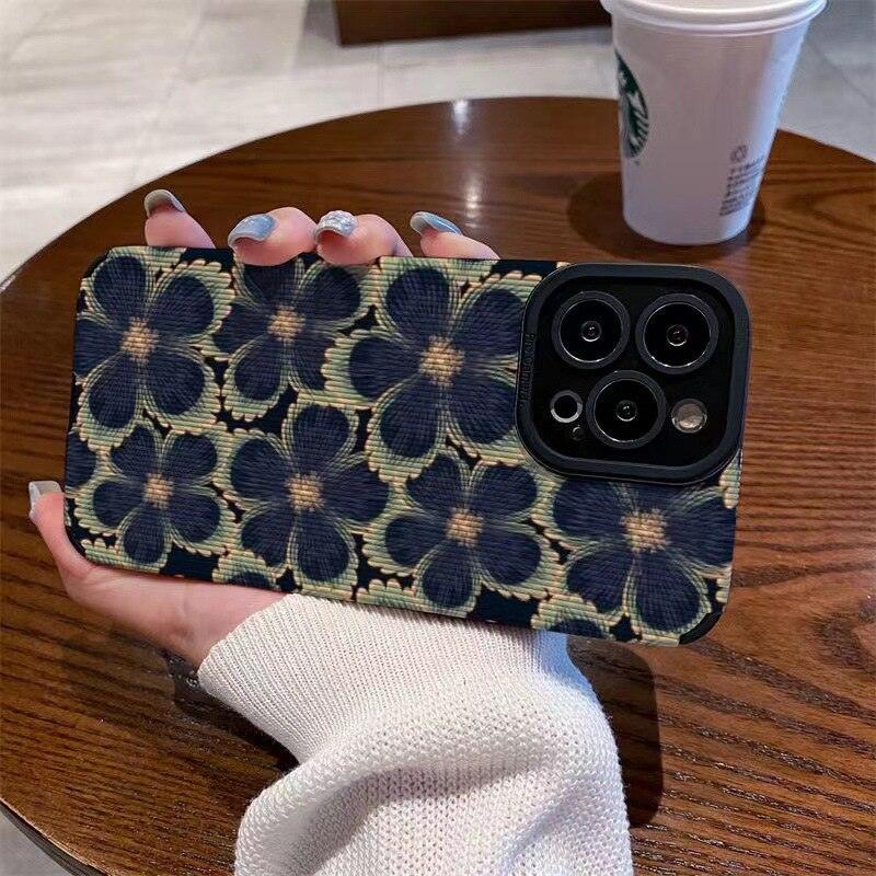 Cute Dark Graffiti Flower Phone Case for iPhone 14, 12, 11, 13 Pro Max, 14 Plus, 12, 13 Mini, 7, 8 Plus, X, XS Max, and XR - Touchy Style