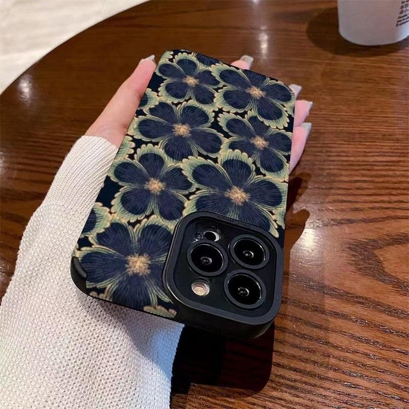 Cute Dark Graffiti Flower Phone Case for iPhone 14, 12, 11, 13 Pro Max, 14 Plus, 12, 13 Mini, 7, 8 Plus, X, XS Max, and XR - Touchy Style