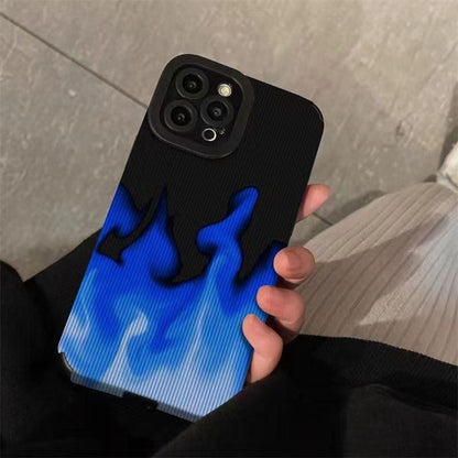 Cute Gradient Blue Fire Phone Case for iPhone 14, 13, 11, 12 Pro, XS Max, Mini, 6, 7, 8 Plus, X, XR - Cover - Touchy Style .