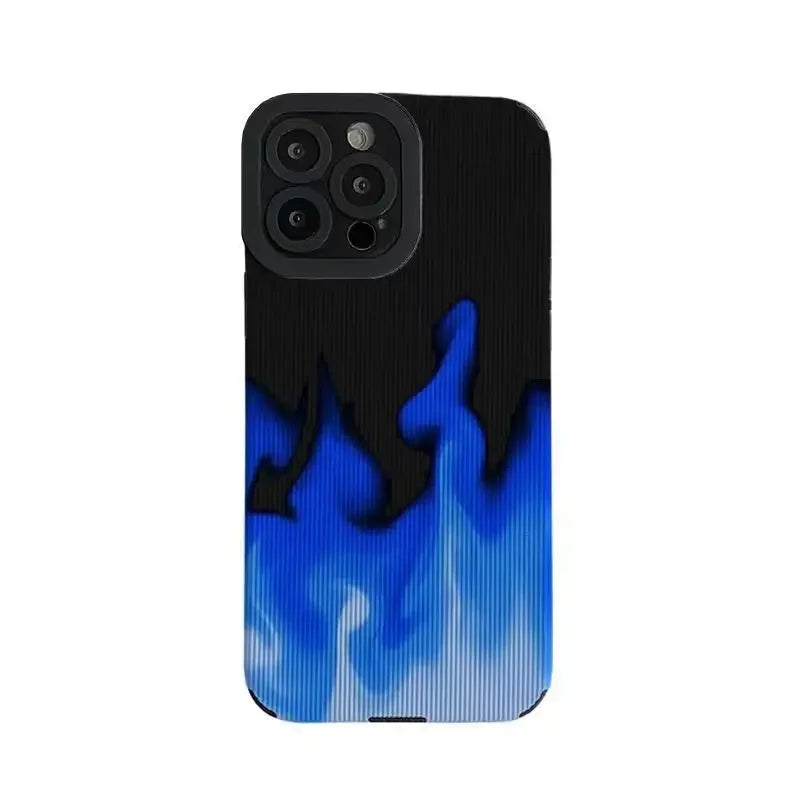 Cute Gradient Blue Fire Phone Case for iPhone 16, 15, 14, 13, 11, 12 Pro, XS Max, Mini, 6, 7, 8 Plus, X, XR - Cover - Touchy Style