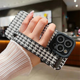 Cute Houndstooth Leather Phone Case for iPhone 14, 13, 12, 11 Pro Max, XR, X, XS, 7, 8 Plus - Touchy Style .