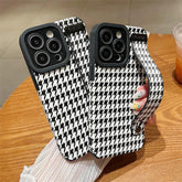 Cute Houndstooth Leather Phone Case for iPhone 14, 13, 12, 11 Pro Max, XR, X, XS, 7, 8 Plus - Touchy Style .