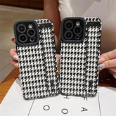 Cute Houndstooth Leather Phone Case for iPhone 14, 13, 12, 11 Pro Max, XR, X, XS, 7, 8 Plus - Touchy Style .