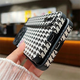 Cute Houndstooth Leather Phone Case for iPhone 14, 13, 12, 11 Pro Max, XR, X, XS, 7, 8 Plus - Touchy Style .