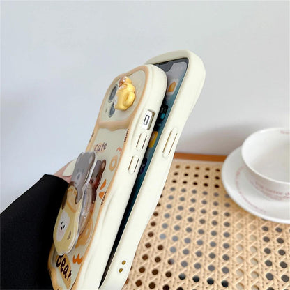 Cute Korean 3D Milk Tea Cartoon Phone Case for iPhone 11, 12, 13, 14, and 15 Pro Max - Touchy Style