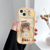 Cute Korean 3D Milk Tea Cartoon Phone Case for iPhone 11, 12, 13, 14, and 15 Pro Max - Touchy Style