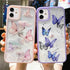 Cute Laser Card Butterfly Phone Case for iPhone 15 14 12 13 11 Pro Max XS Max XR 7 8 Plus Pink Purple Glitter Soft Clear TPU Cover - Touchy Style