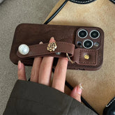 Cute Leather Phone Case with Fashion Wrist Strap for iPhone 11, 12, 13, 14, 15 Pro Max, XS, XR, X, and 15 Plus - Touchy Style